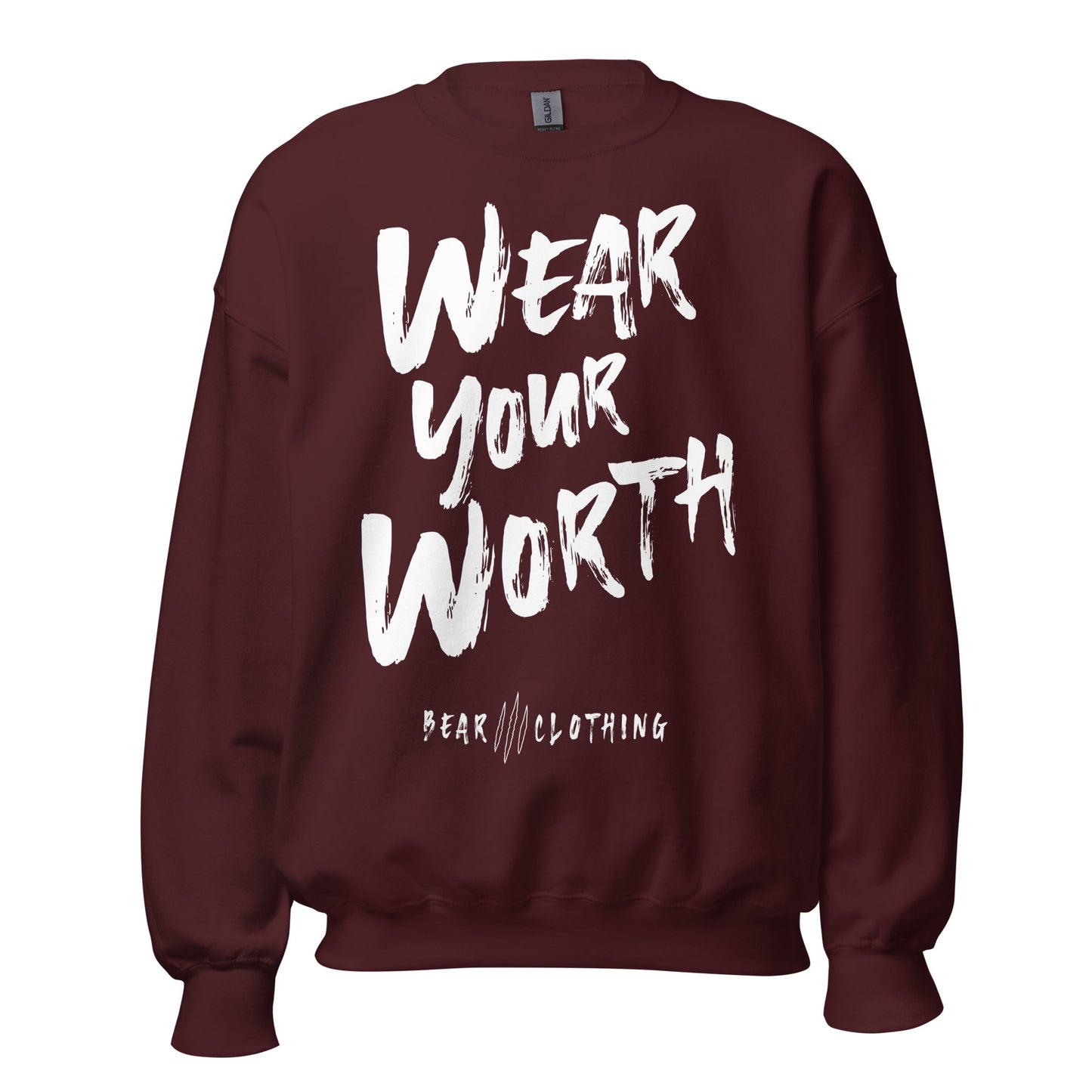White Print Wear Your Worth Sweatshirt - Bearclothing