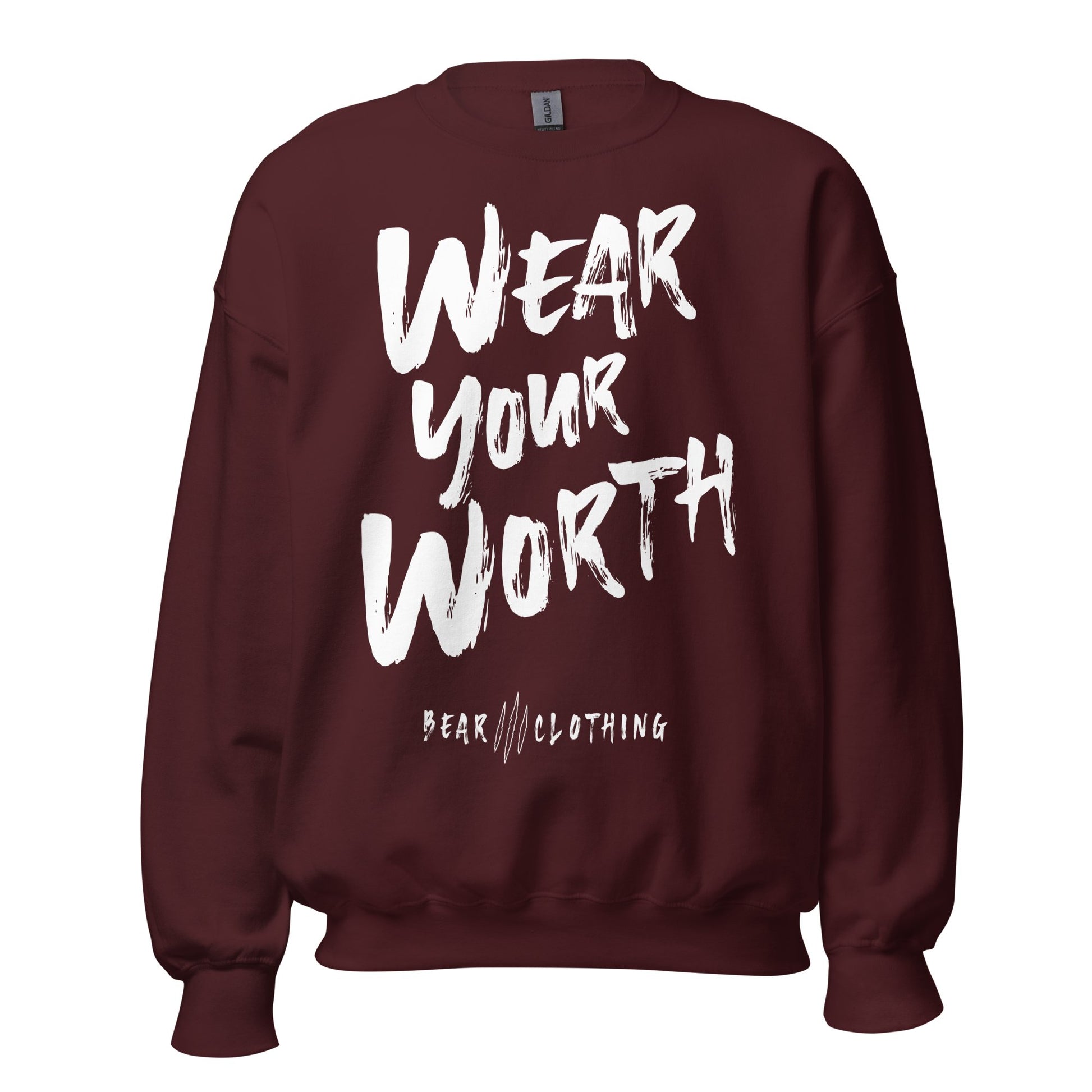 White Print Wear Your Worth Sweatshirt - Bearclothing