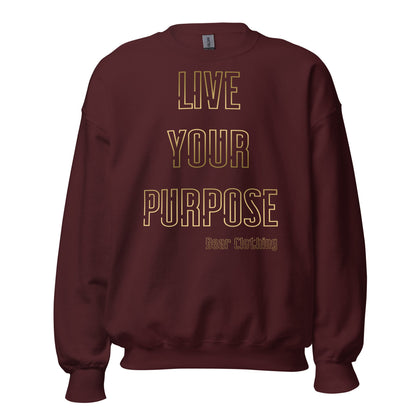 Fall Live Your Purpose Gold Print Unisex crewneck. - Bearclothing