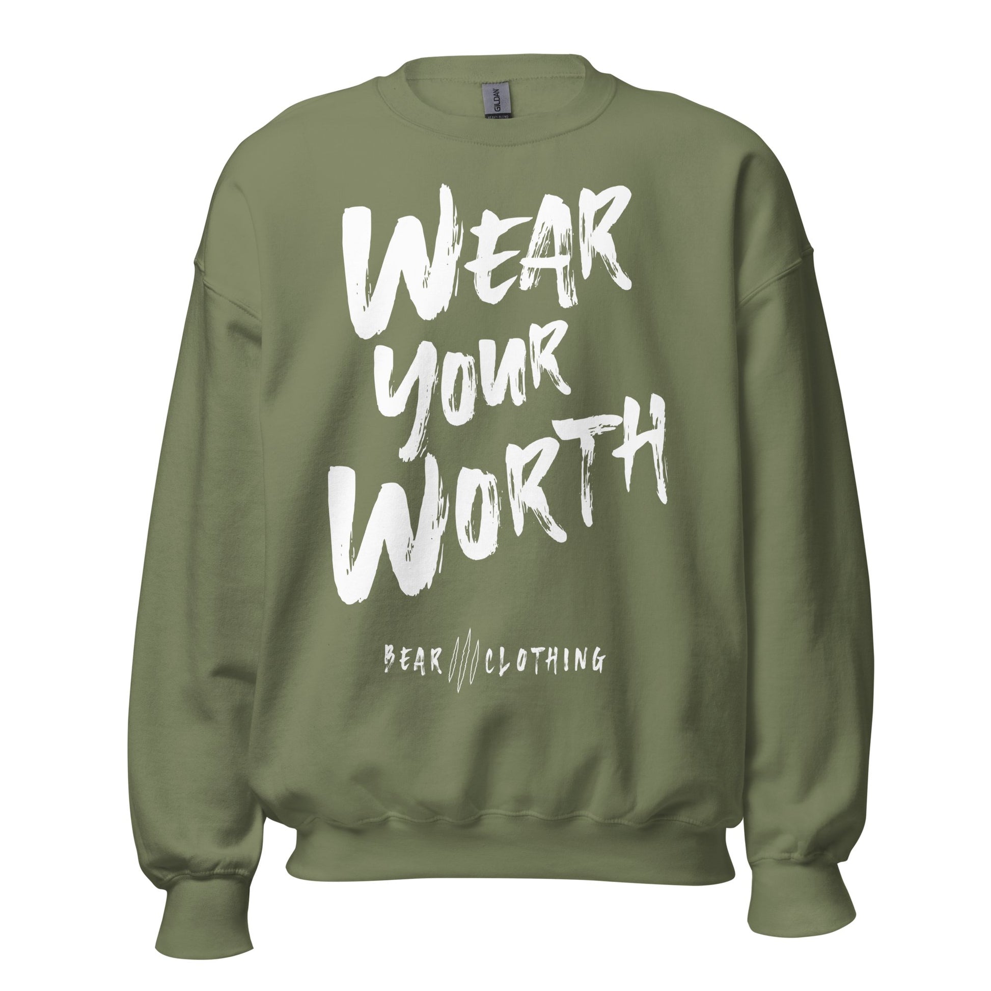 White Print Wear Your Worth Sweatshirt - Bearclothing