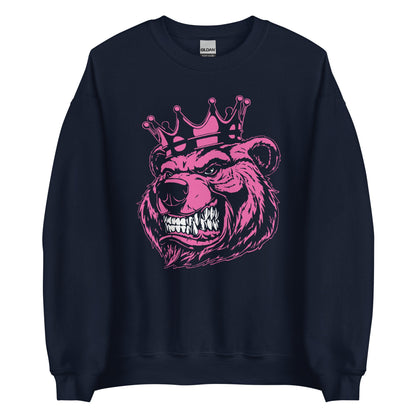 Pink Print Bear with Crown Sweatshirt - Bearclothing