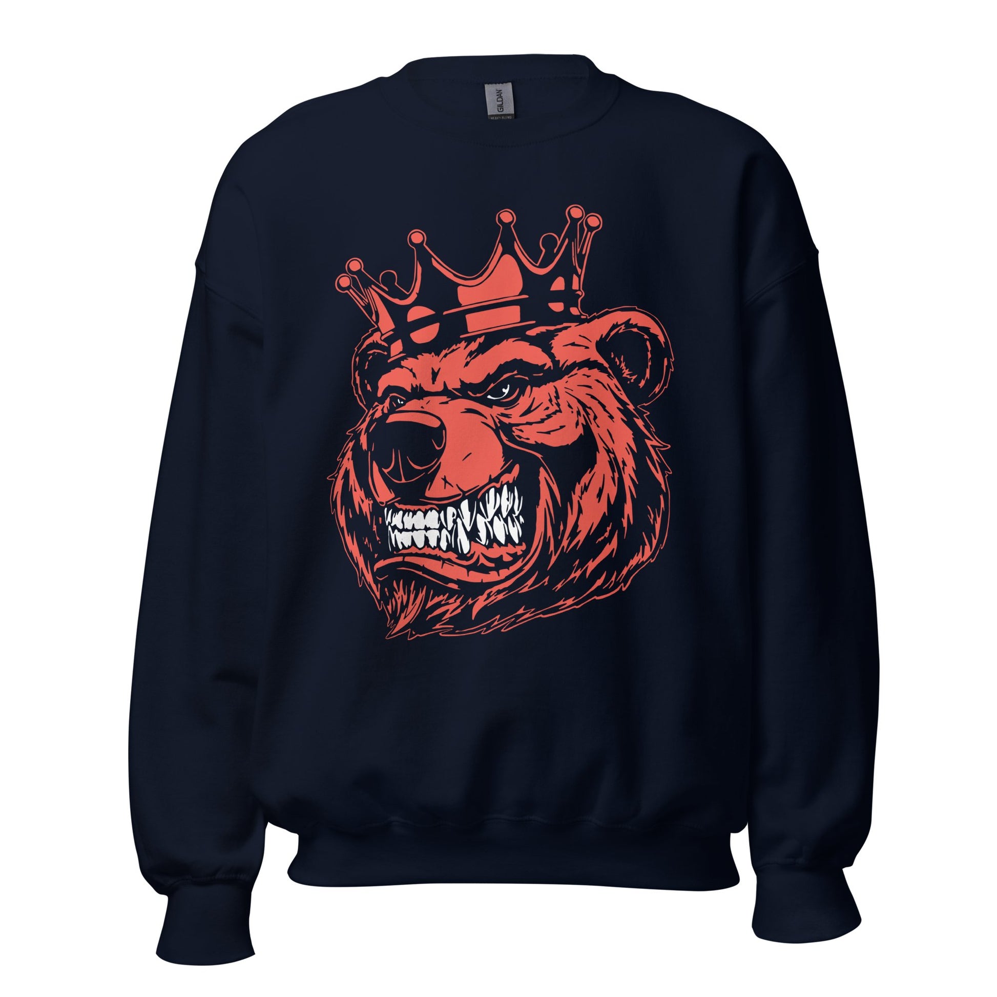 Red Bear with Crown Print Sweatshirt - Bearclothing