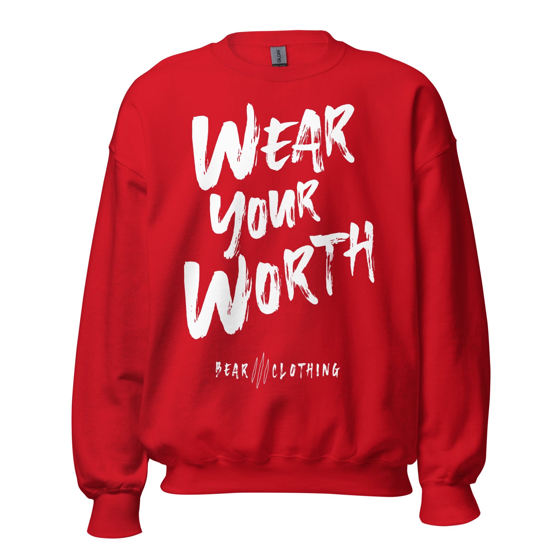 White Print Wear Your Worth Sweatshirt - Bearclothing