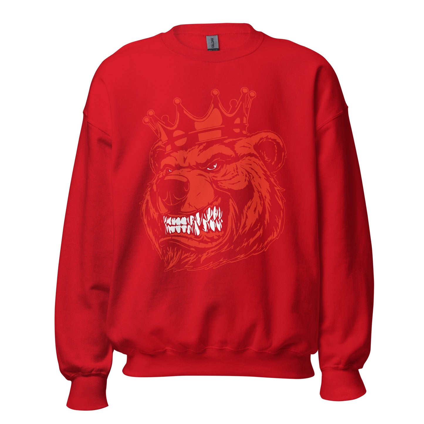 Red Bear with Crown Print Sweatshirt - Bearclothing
