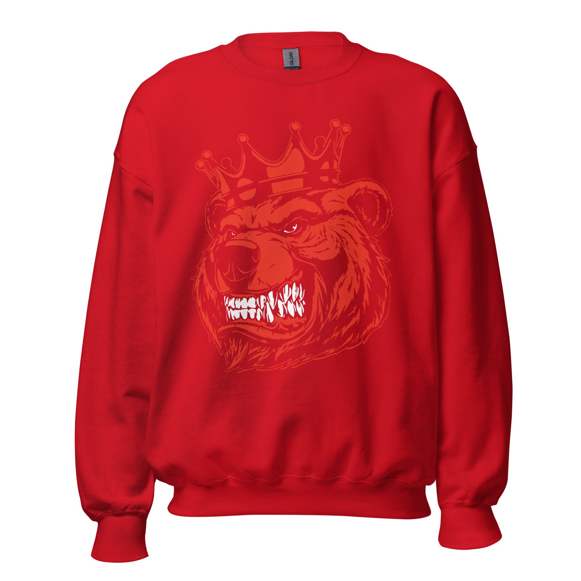 Red Bear with Crown Print Sweatshirt - Bearclothing