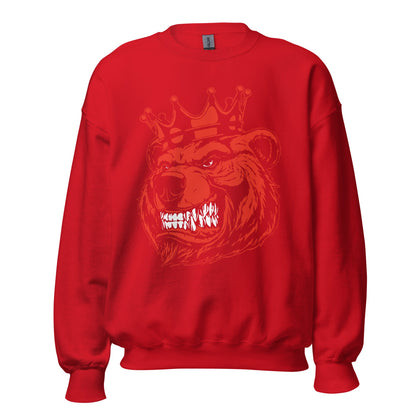 Red Bear with Crown Print Sweatshirt - Bearclothing