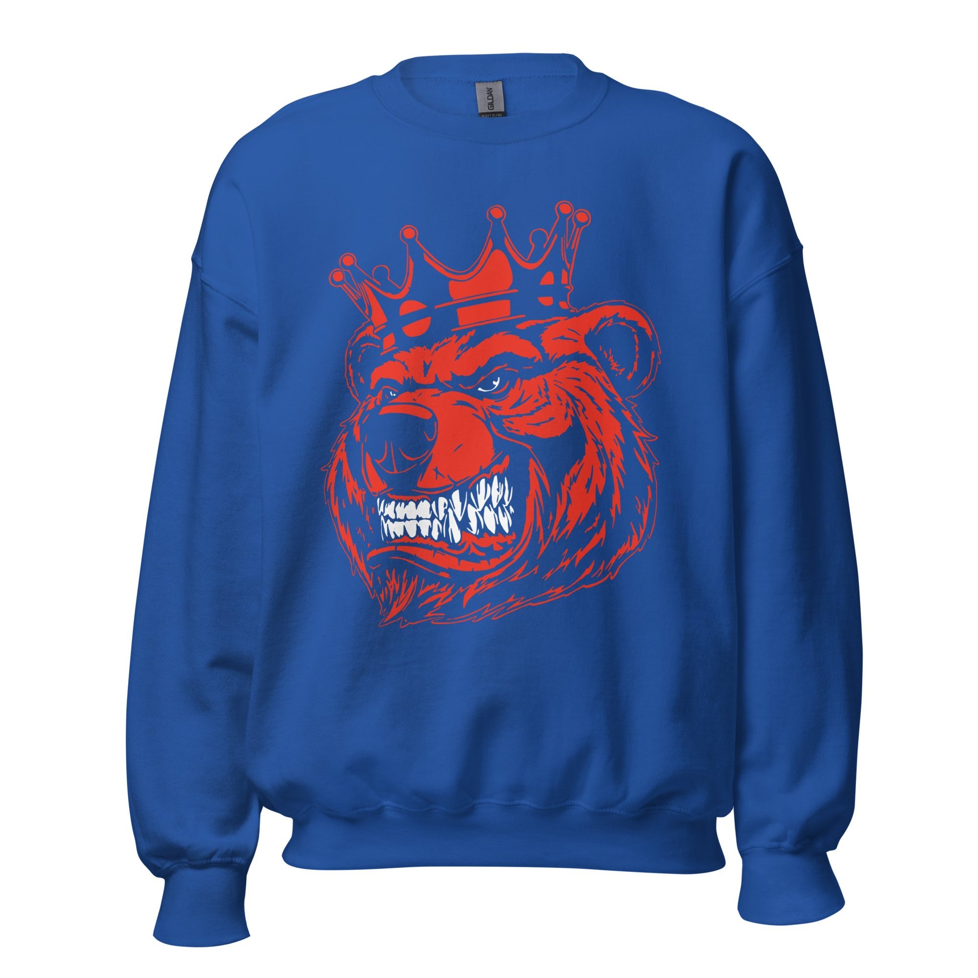 Red Bear with Crown Print Sweatshirt - Bearclothing