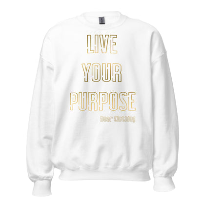 Fall Live Your Purpose Gold Print Unisex crewneck. - Bearclothing
