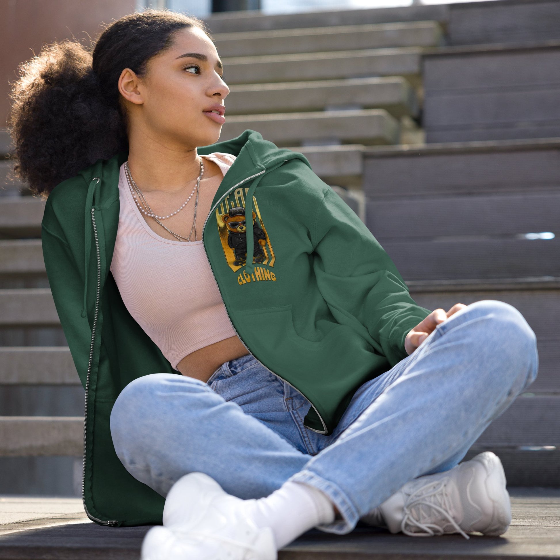 Honey Bear Fleece Zip Up Hoodie - Bearclothing