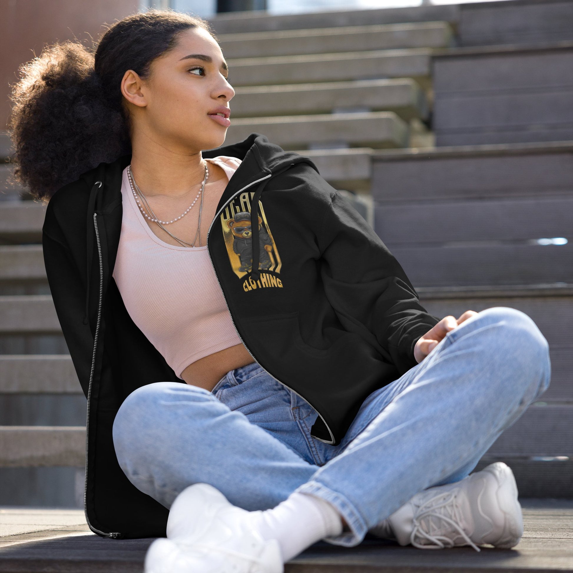 Honey Bear Fleece Zip Up Hoodie - Bearclothing