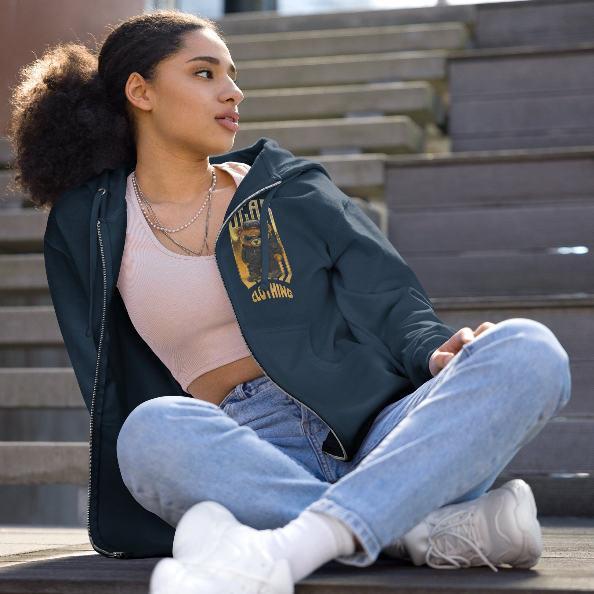 Honey Bear Fleece Zip Up Hoodie - Bearclothing