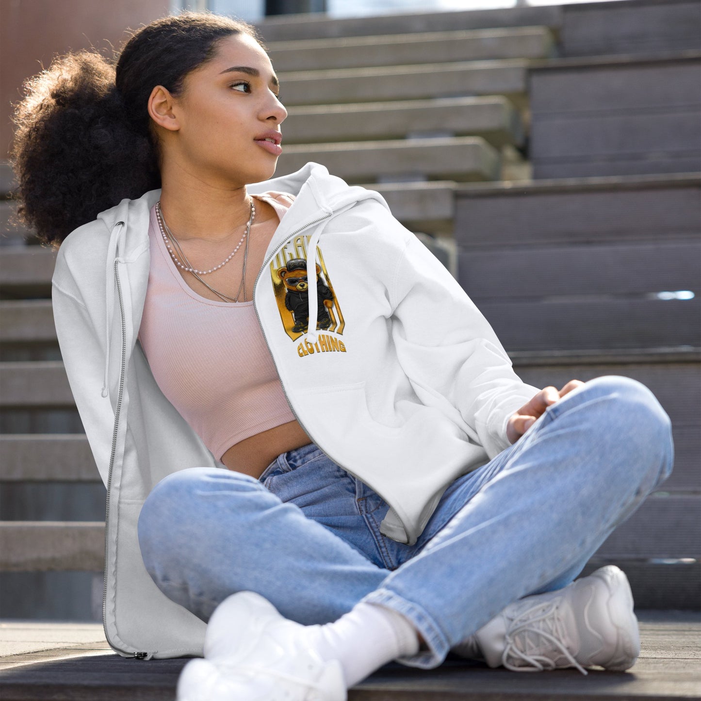 Honey Bear Fleece Zip Up Hoodie - Bearclothing