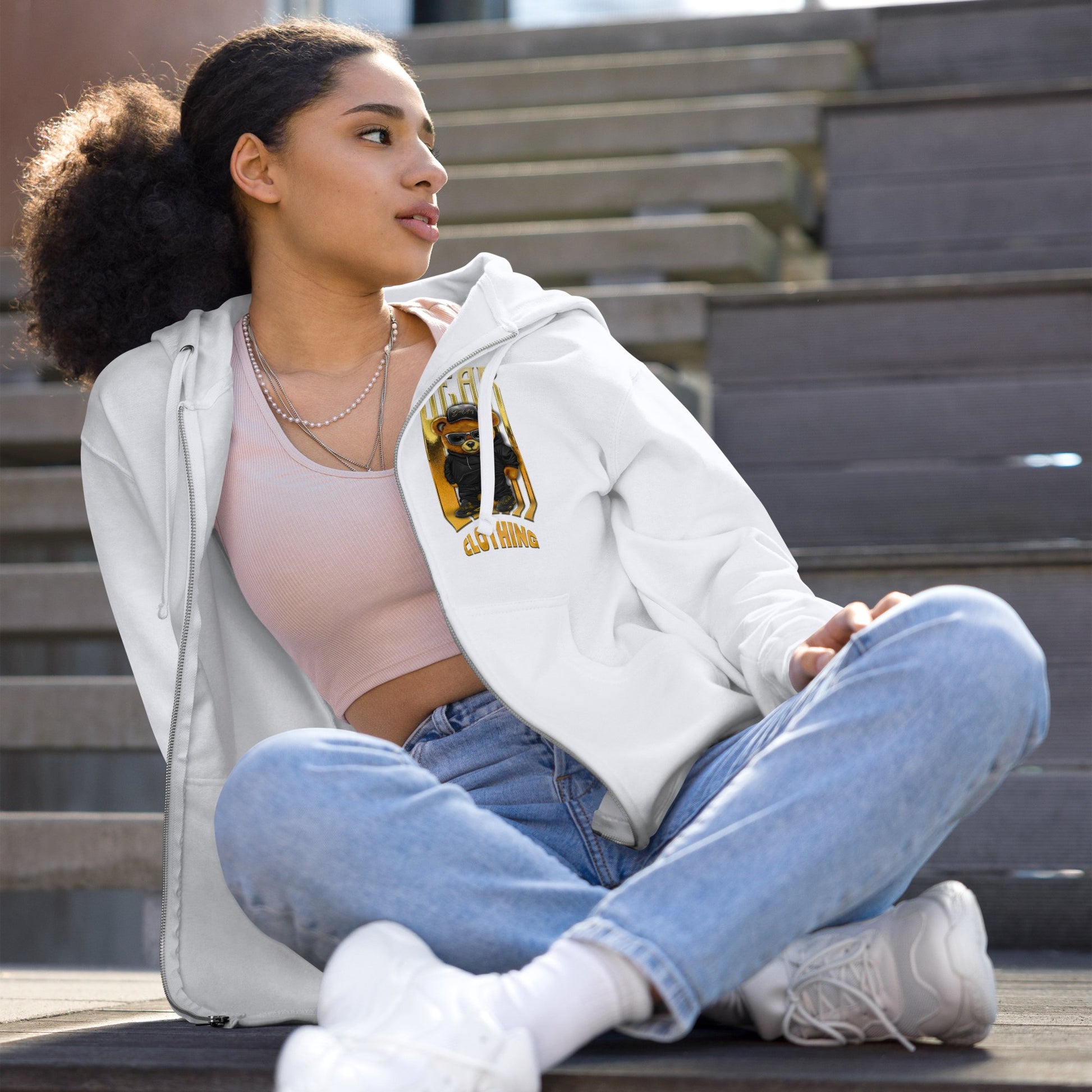 Honey Bear Fleece Zip Up Hoodie - Bearclothing