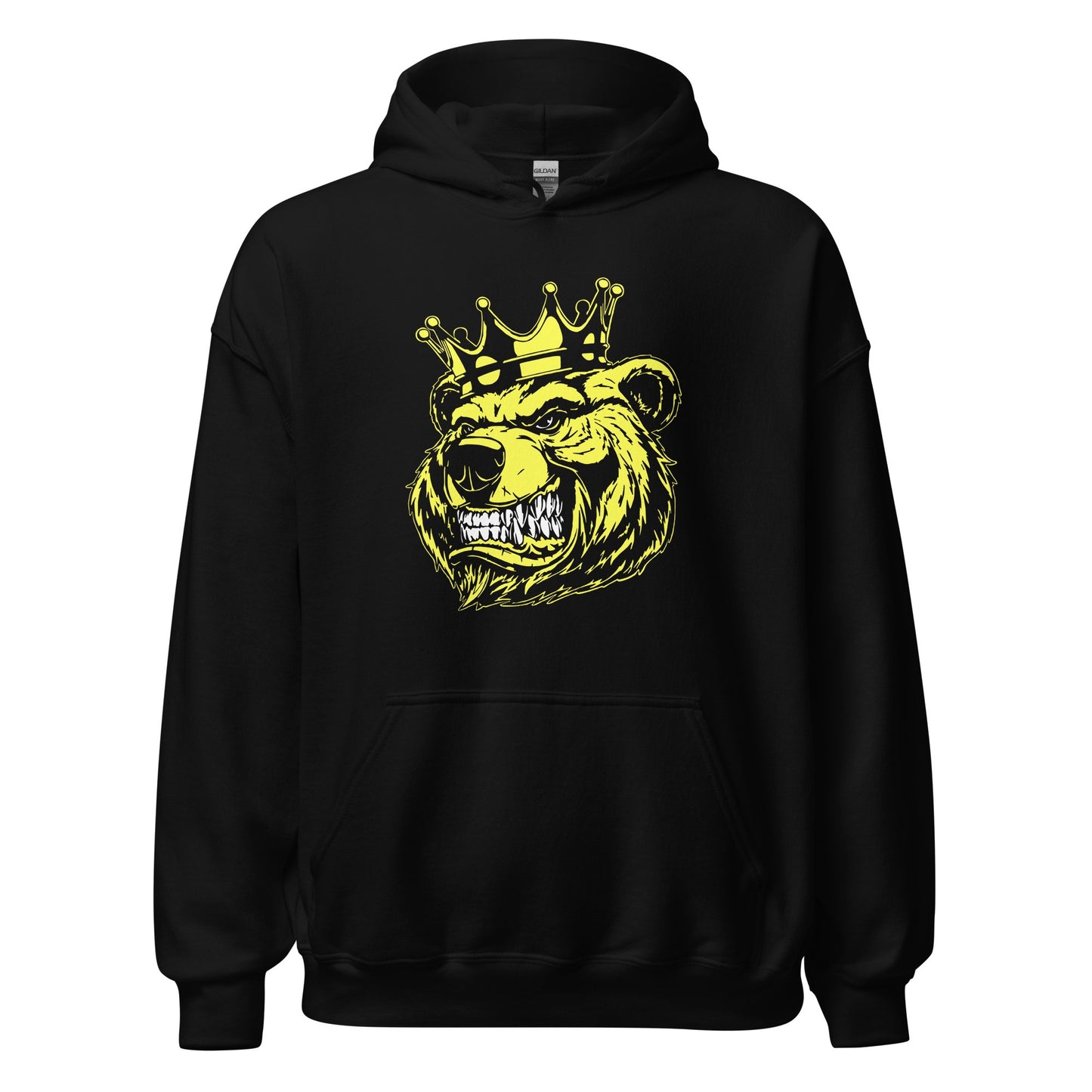 Yellow Bear with Crown Print Print Hoodie - Bearclothing