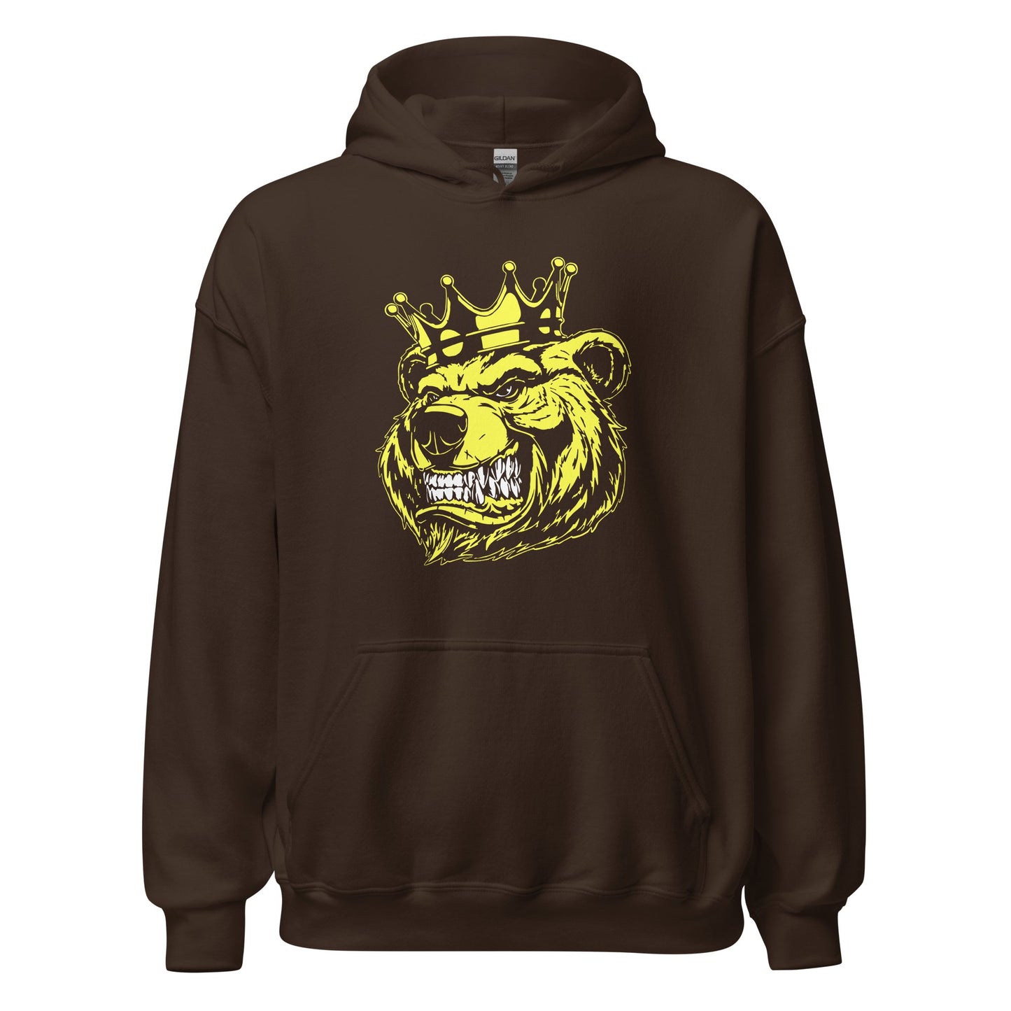 Yellow Bear with Crown Print Print Hoodie - Bearclothing