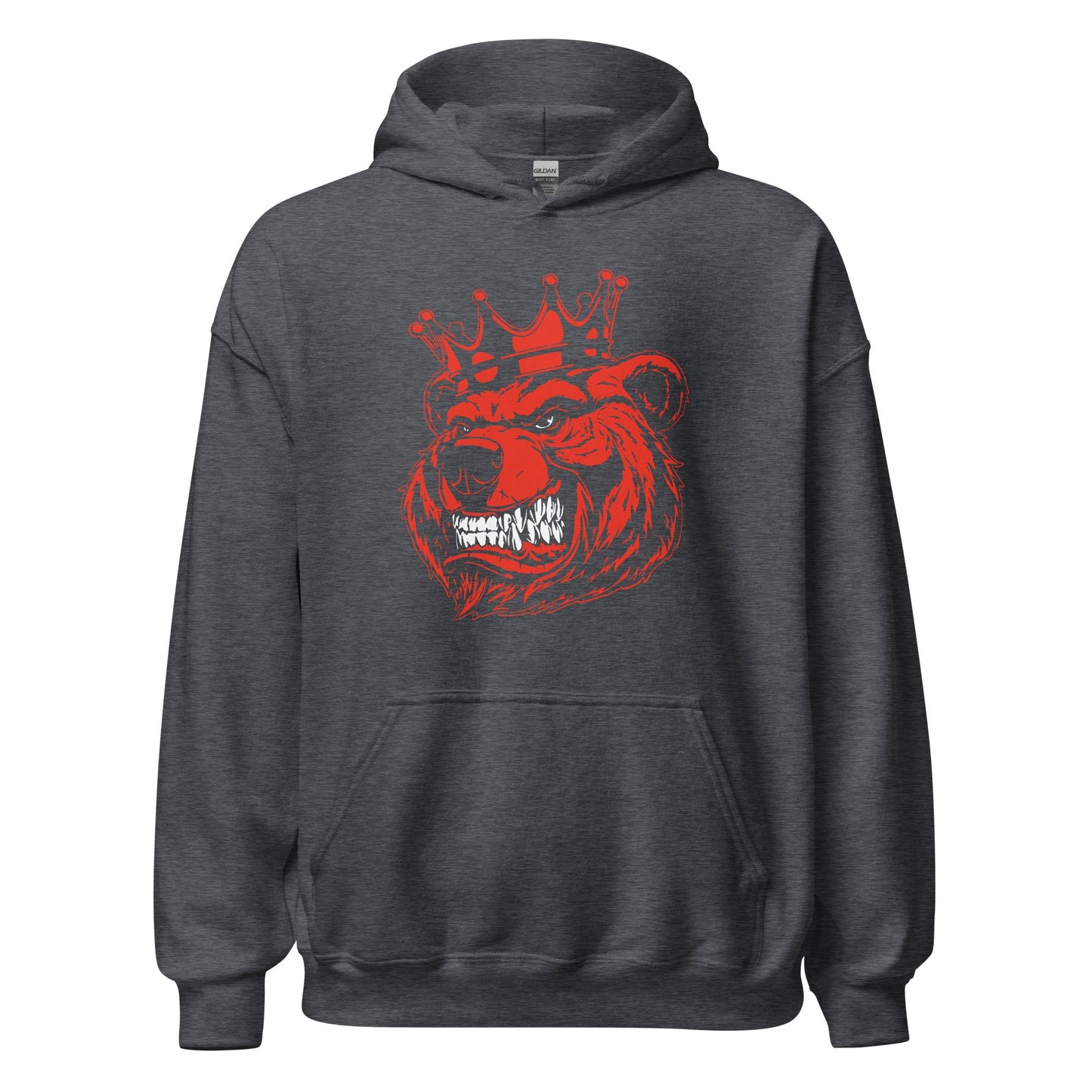 Red Bear with Crown Print Hoodie - Bearclothing