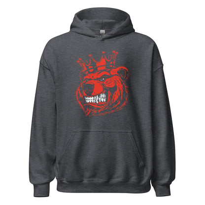 Red Bear with Crown Print Hoodie - Bearclothing