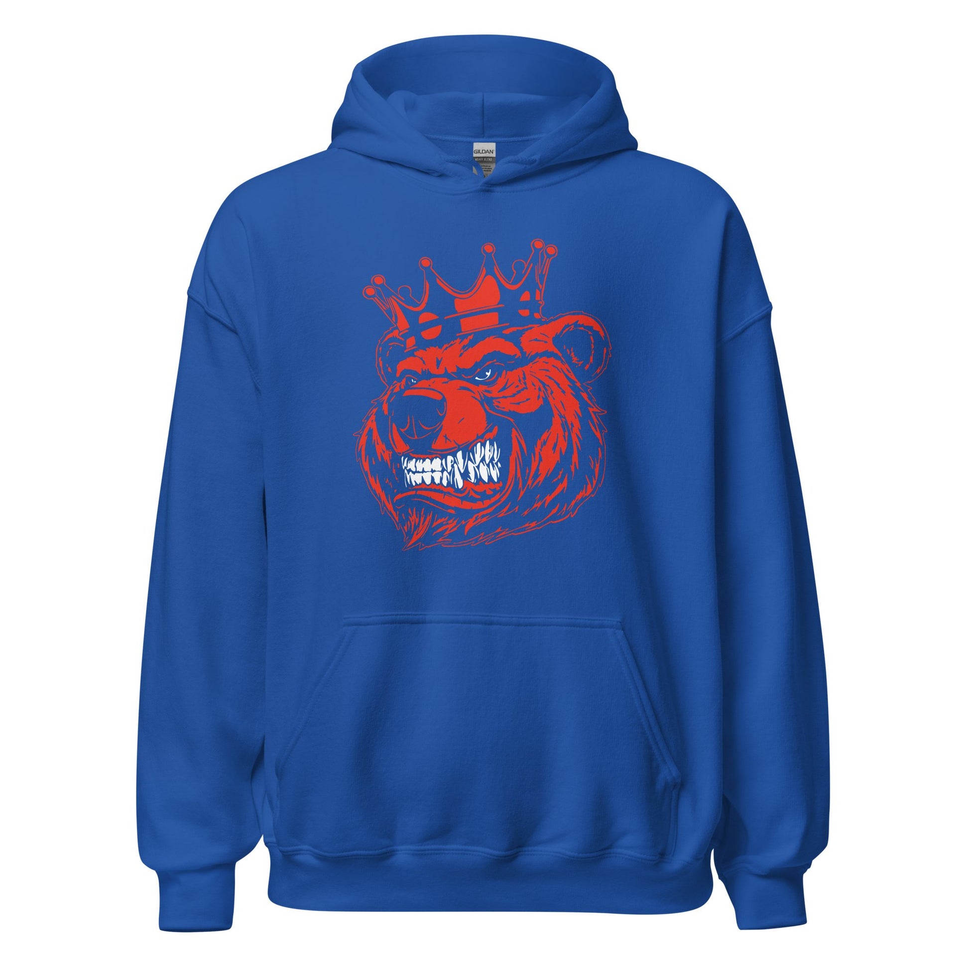 Red Bear with Crown Print Hoodie - Bearclothing