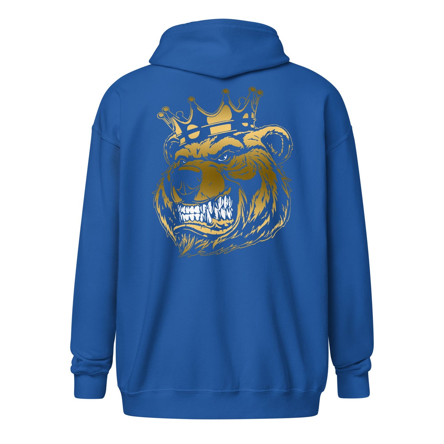 Fall Gold Bear with Crown Print Zip Up Hoodie