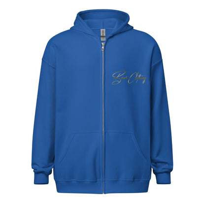 Fall Gold Bear with Crown Print Zip Up Hoodie