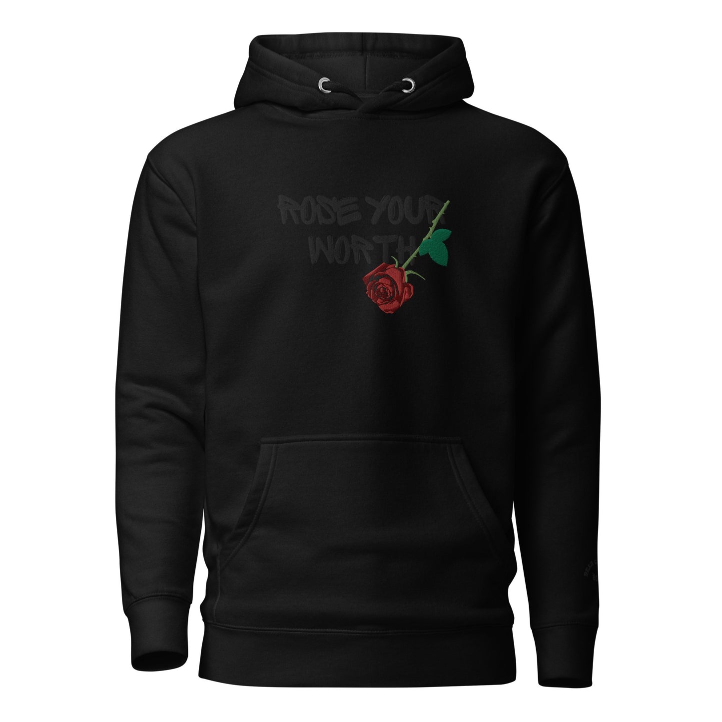 Fall Rose Your Worth Embroidery Premium Hoodie