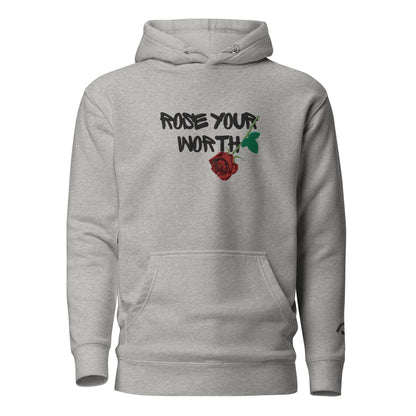 Fall Rose Your Worth Embroidery Premium Hoodie