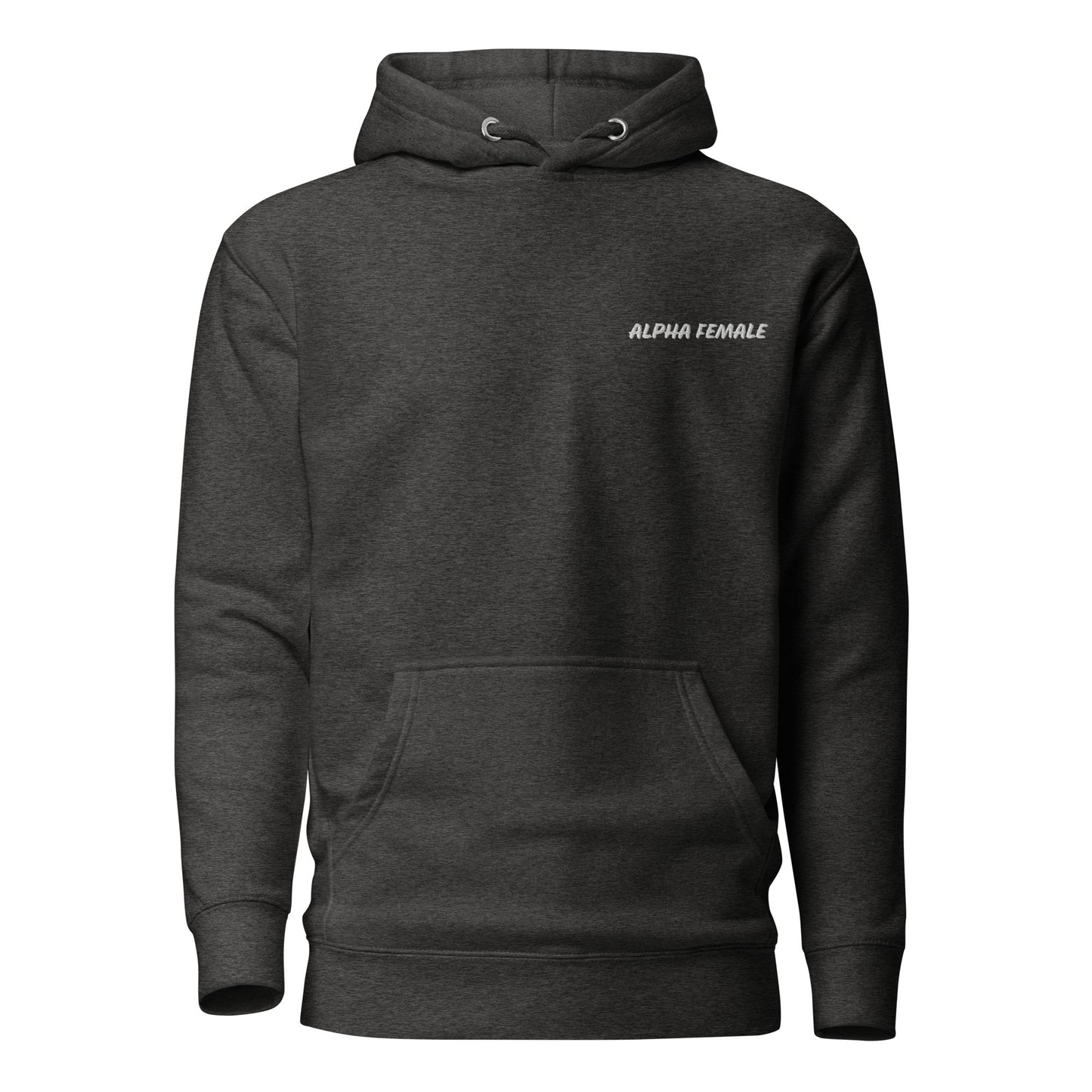CHRIS PERRY WHITE EMBROIDERY PRINT ALPHA FEMALE PREMIUM HOODIE