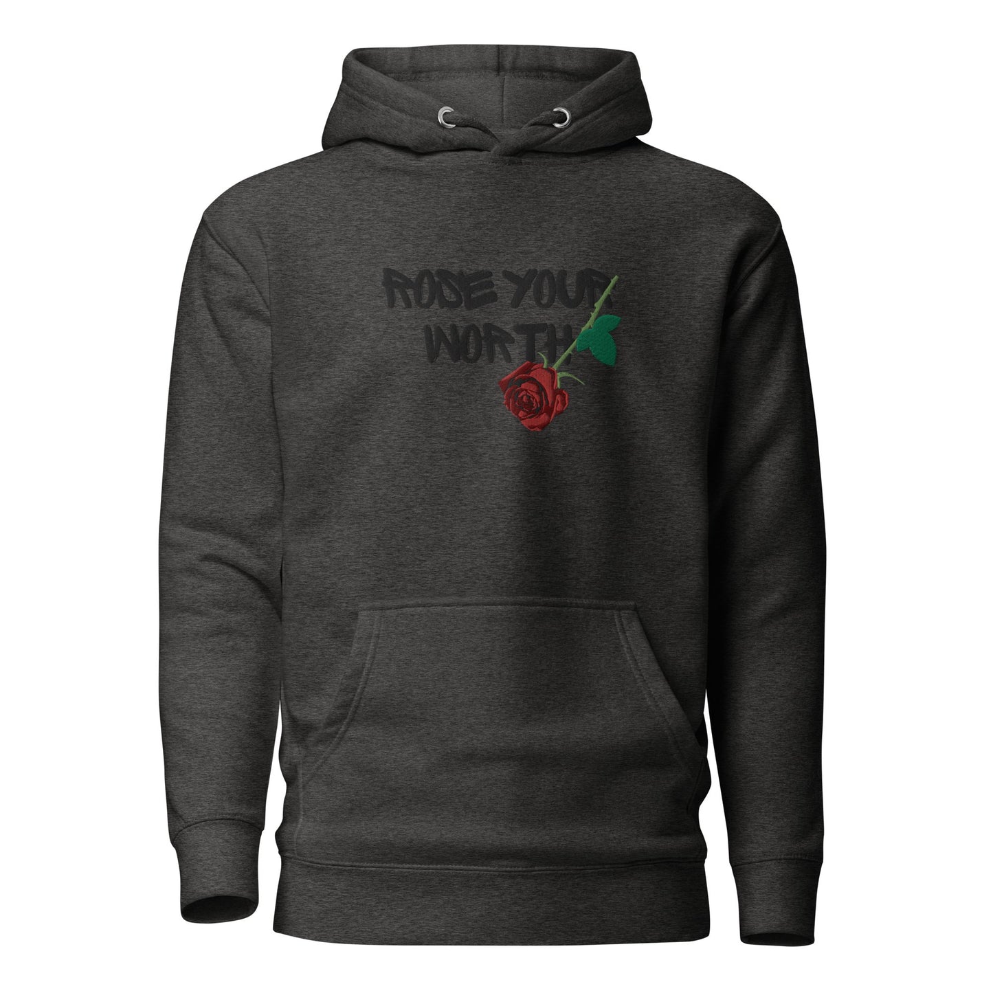 Fall Rose Your Worth Embroidery Premium Hoodie