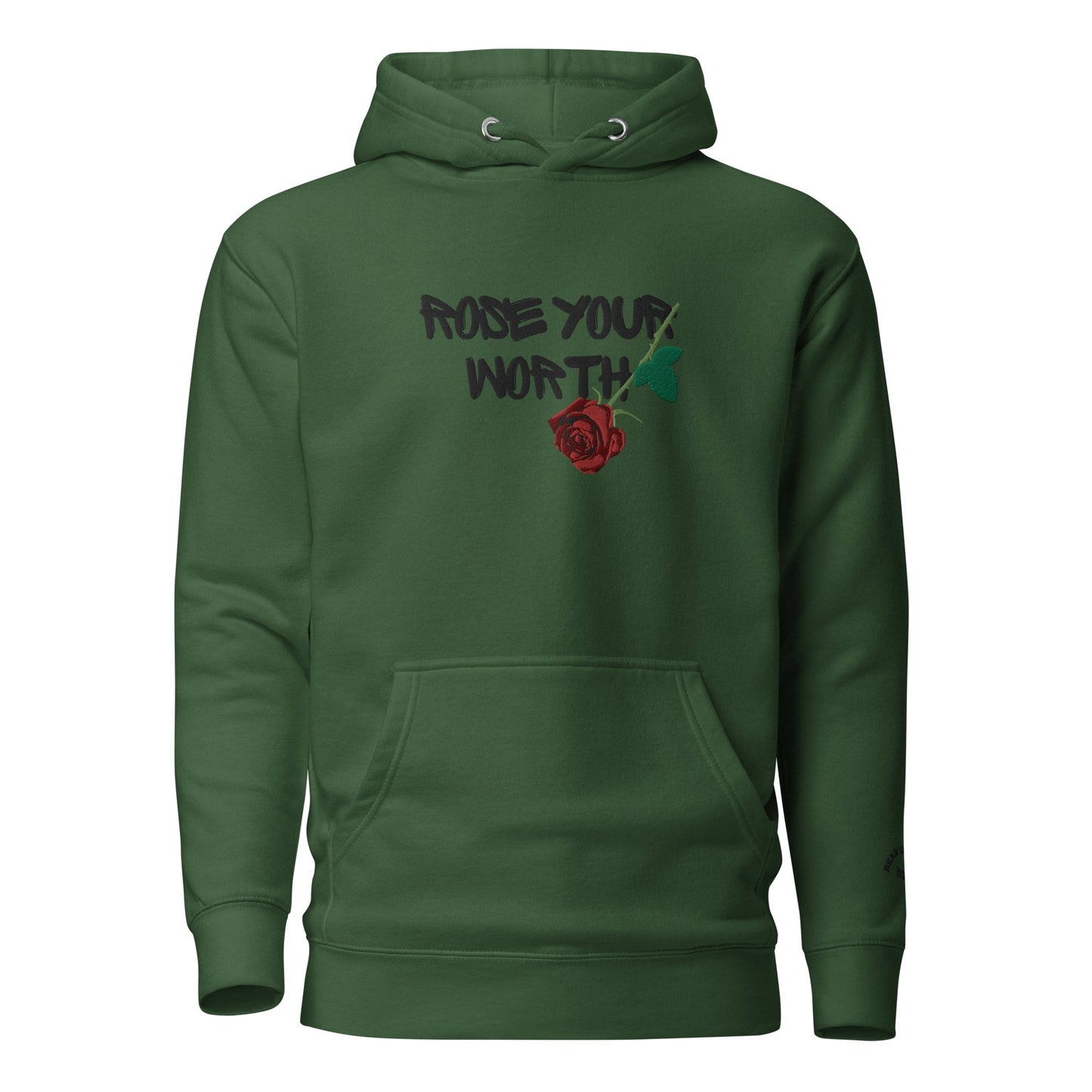 Fall Rose Your Worth Embroidery Premium Hoodie