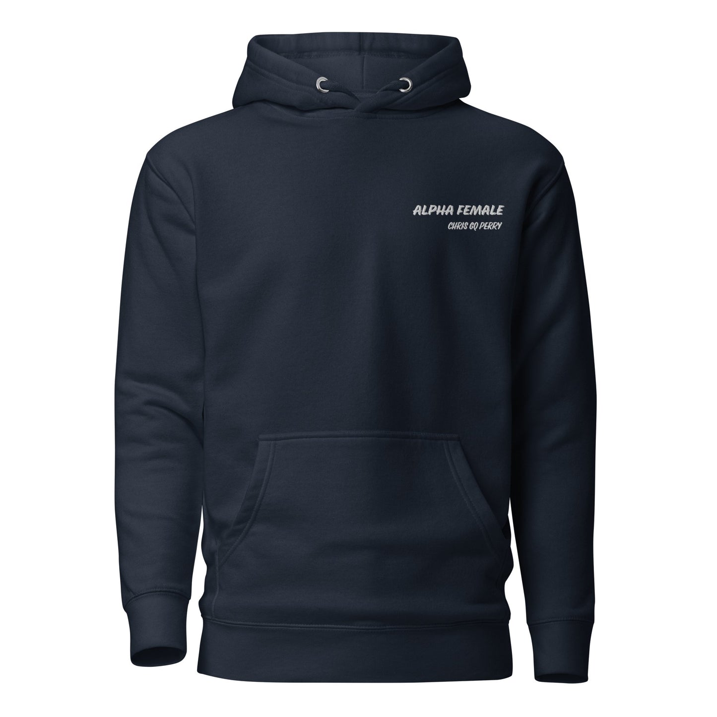 Chris Perry White Embroidery Print Alpha Female Premium Hoodie