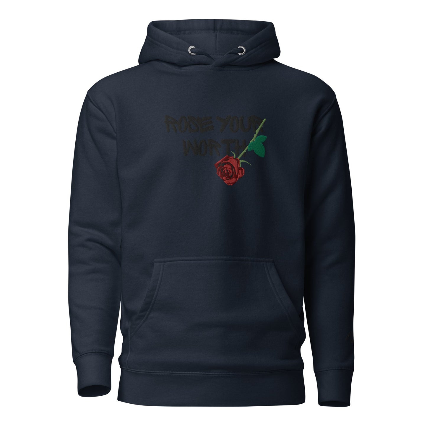 Fall Rose Your Worth Embroidery Premium Hoodie