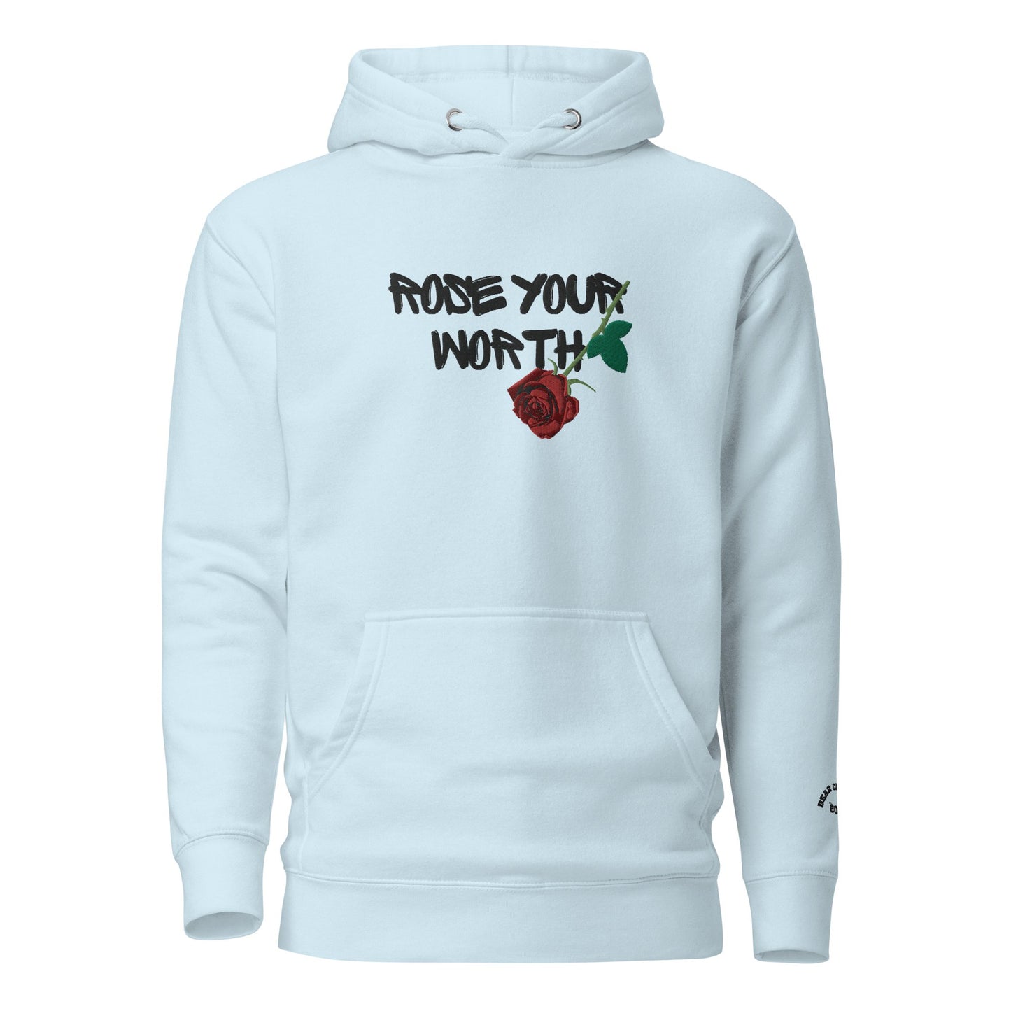 Fall Rose Your Worth Embroidery Premium Hoodie
