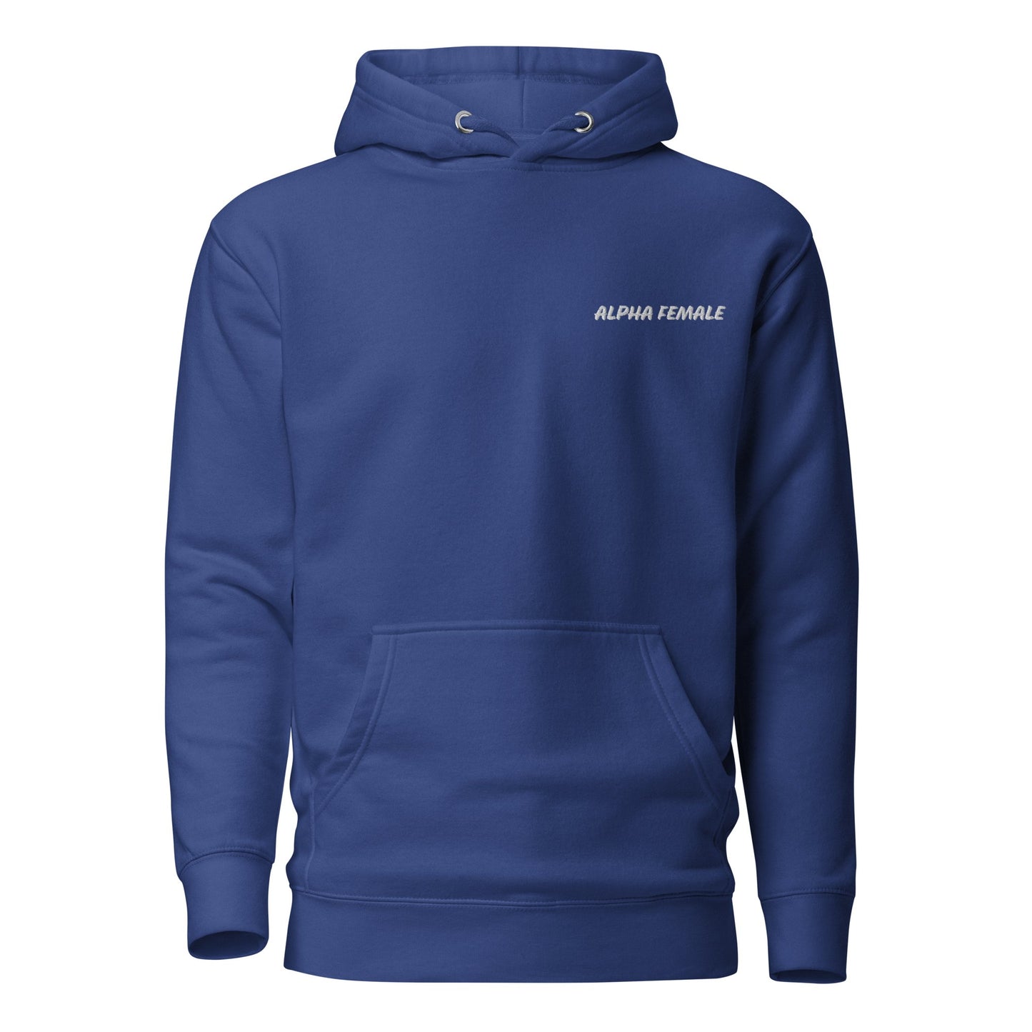 CHRIS PERRY WHITE EMBROIDERY PRINT ALPHA FEMALE PREMIUM HOODIE