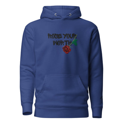 Fall Rose Your Worth Embroidery Premium Hoodie