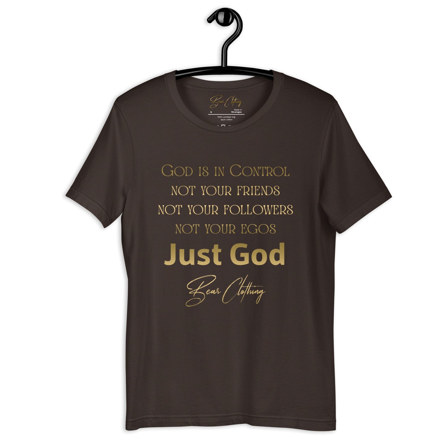 Gold Print Just God! Premium Tee - Bearclothing