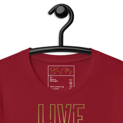 25$ Gold Live Your Purpose Print Premium Tee Ladies