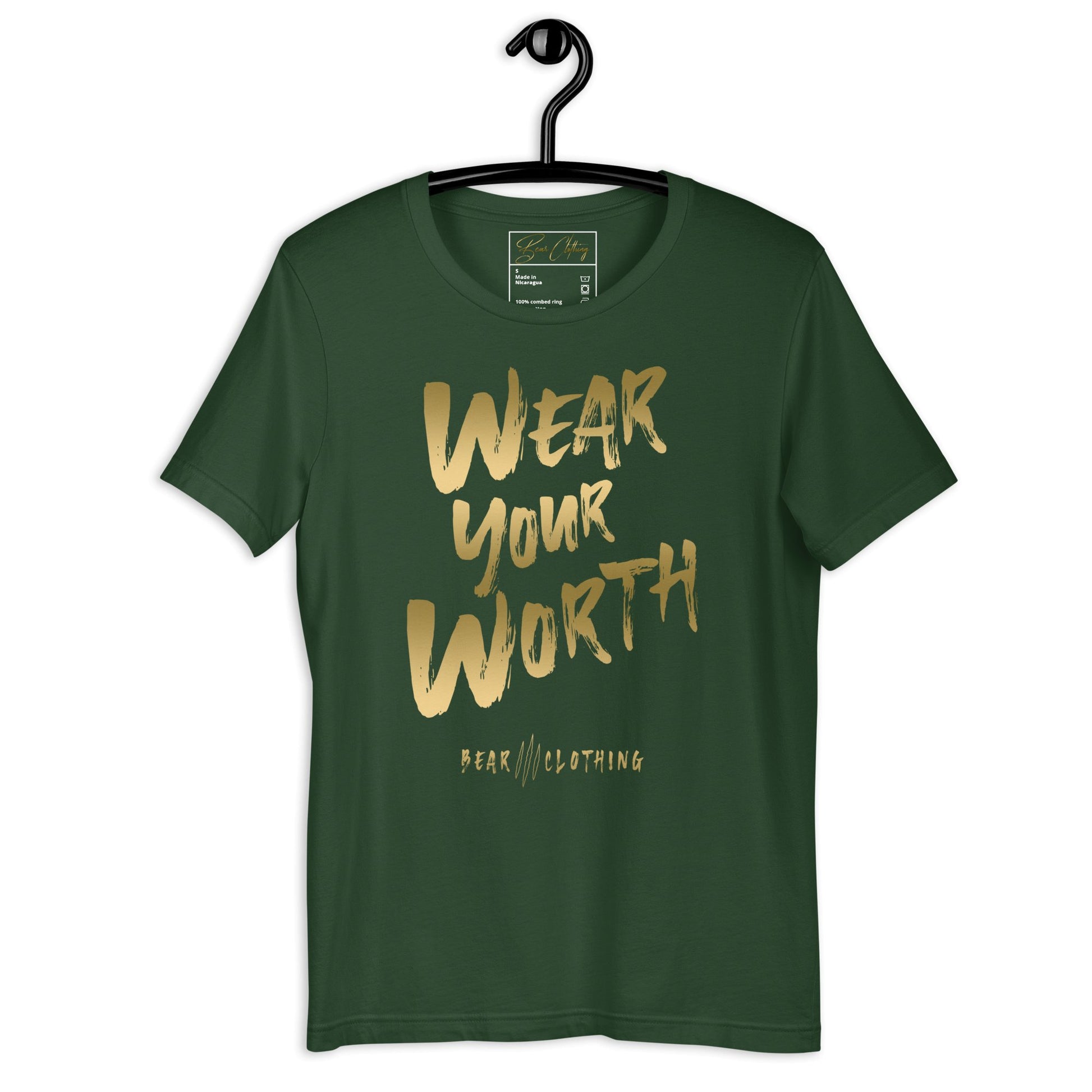 Gold Print Wear Your Worth Premium Tee - Bearclothing