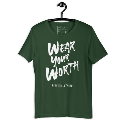 White Print Wear Your Worth Premium Tee - Bearclothing