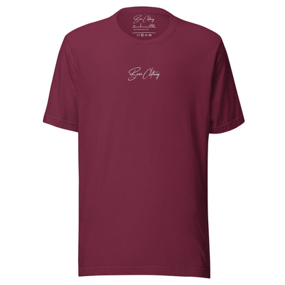 EXCLUSIVE FRONT EMBROIDERY WHITE PRINT SIGNATURE WITH BACK ANGEL TEE