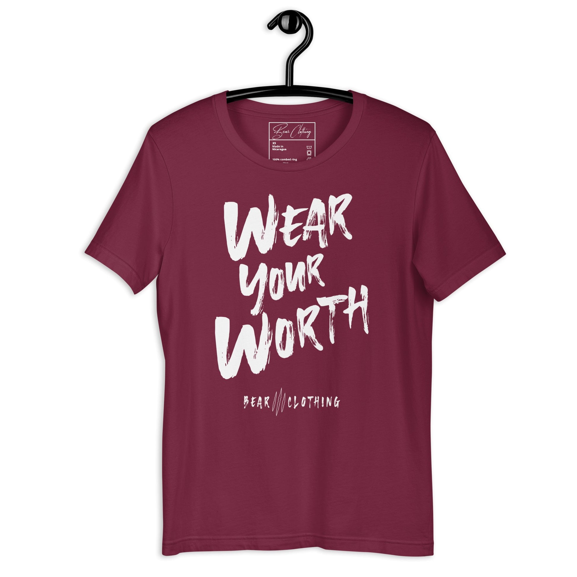 White Print Wear Your Worth Premium Tee - Bearclothing