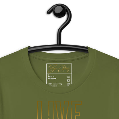 25$ Gold Live Your Purpose Print Premium Tee Ladies
