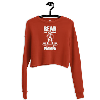 White Strong Women Print Crop Sweatshirt - Bearclothing