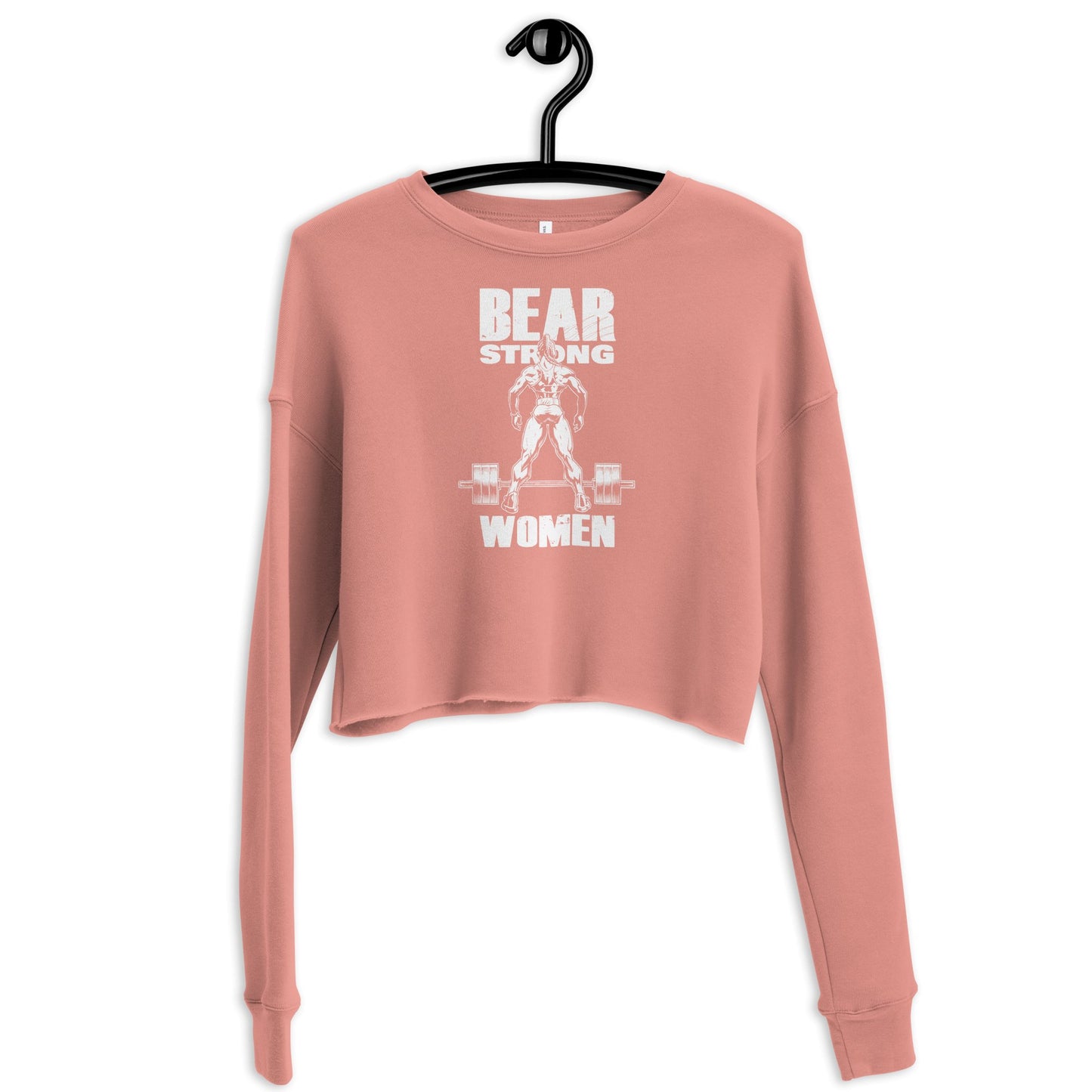 White Strong Women Print Crop Sweatshirt - Bearclothing